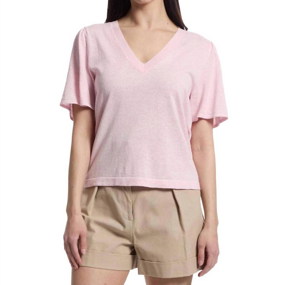 NEW LILLA P short sleeve v-neck sweater in wildflower